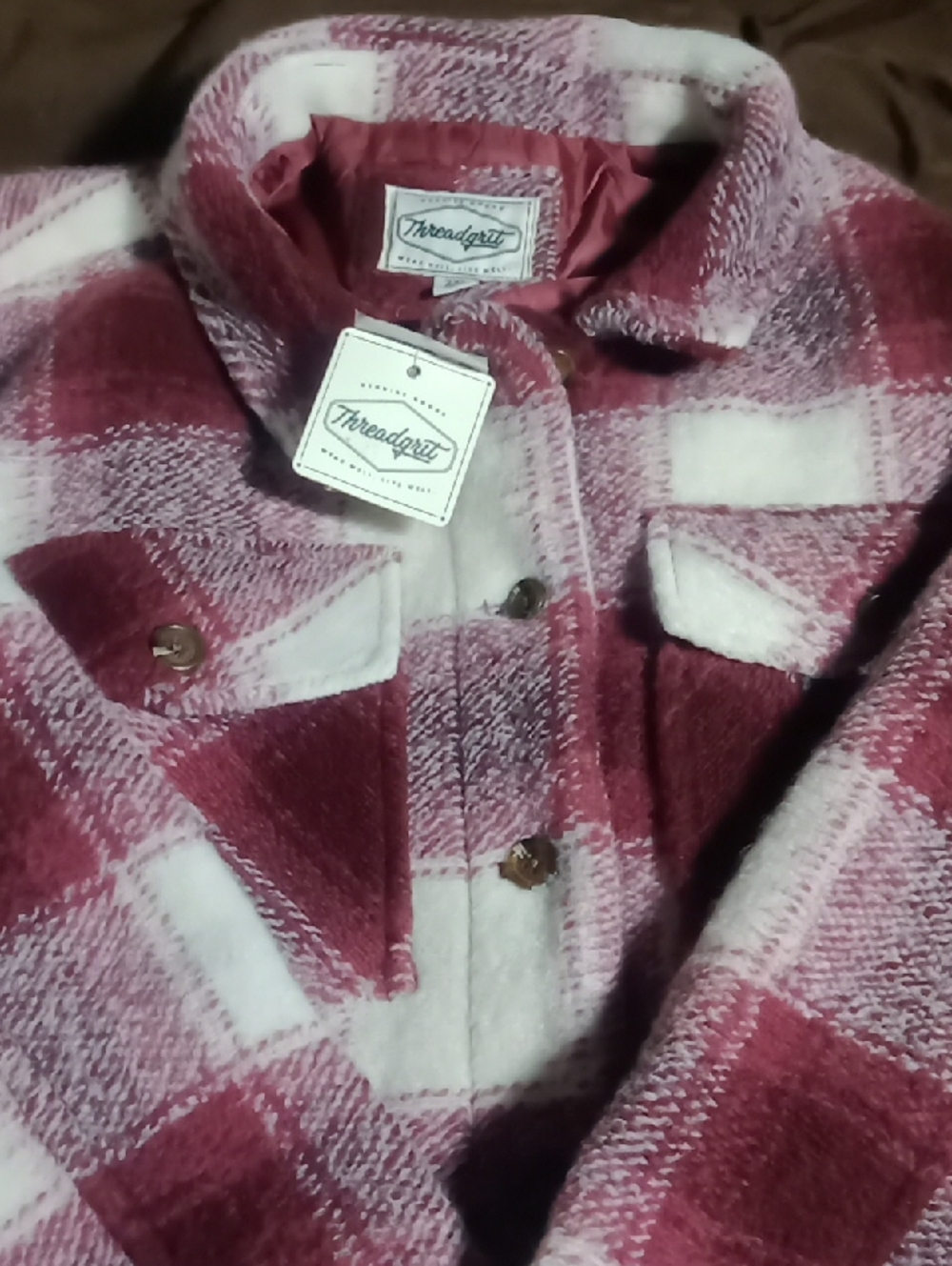 Thread & Supply Red and White Plaid Shacket